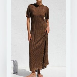Chic Brown Maxi Dress with liner